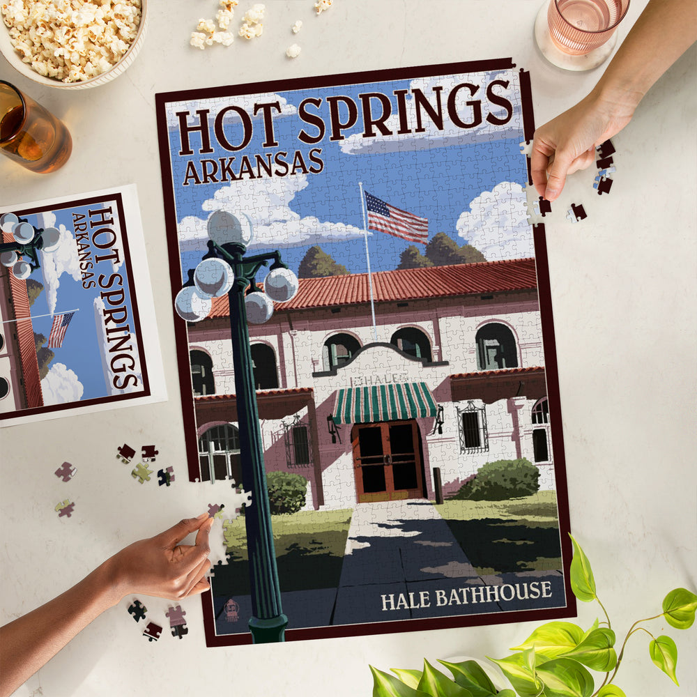Hot Springs National Park, Arkansas, Hale Bathhouse, Jigsaw Puzzle Puzzle Lantern Press 