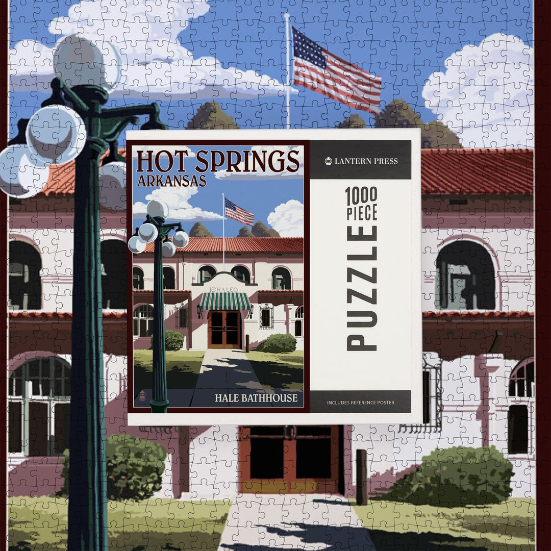 Hot Springs National Park, Arkansas, Hale Bathhouse, Jigsaw Puzzle Puzzle Lantern Press 