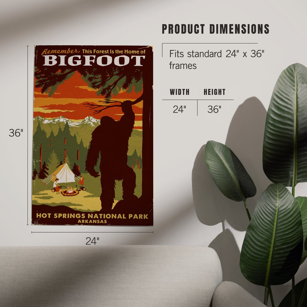 Hot Springs National Park, Arkansas, Home of Bigfoot, Mountains, Art & Giclee Prints Art Lantern Press 