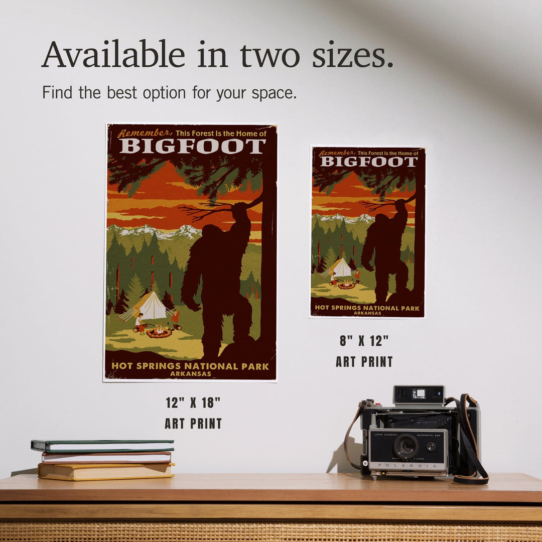 Hot Springs National Park, Arkansas, Home of Bigfoot, Mountains, Art & Giclee Prints Art Lantern Press 