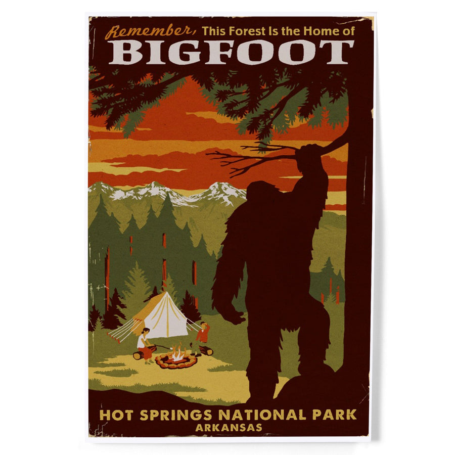 Hot Springs National Park, Arkansas, Home of Bigfoot, Mountains, Art & Giclee Prints Art Lantern Press 