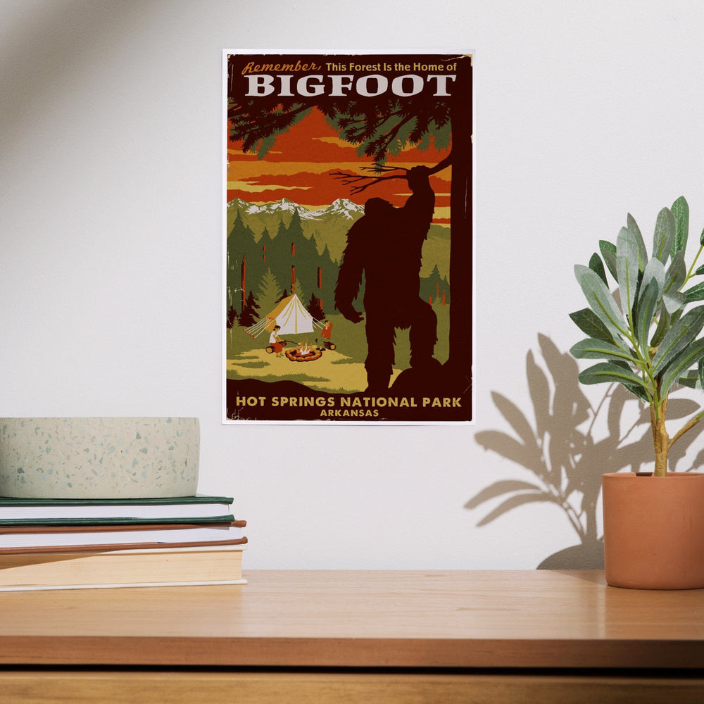 Hot Springs National Park, Arkansas, Home of Bigfoot, Mountains, Art & Giclee Prints Art Lantern Press 