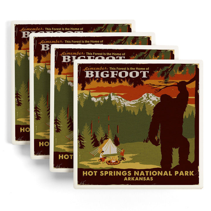 Hot Springs National Park, Arkansas, Home of Bigfoot, Mountains, Coasters Coasters Lantern Press 