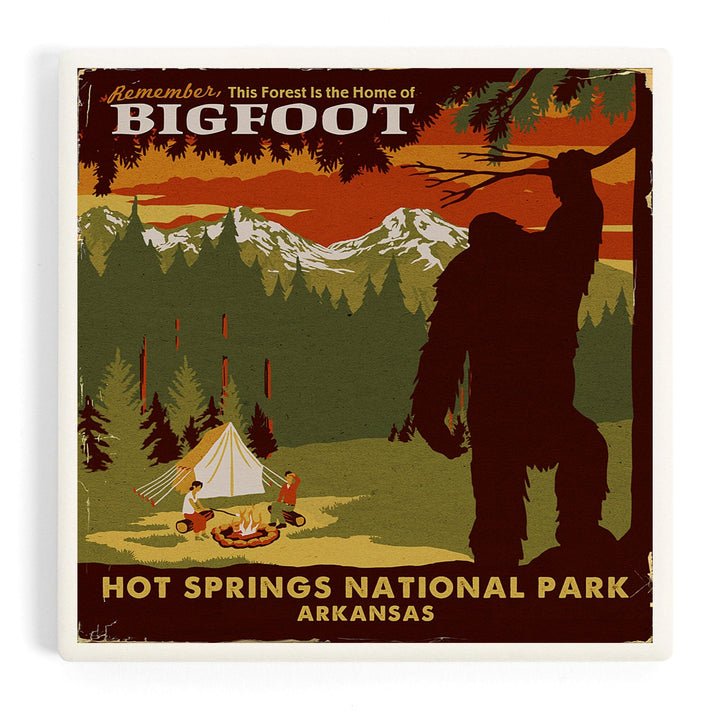 Hot Springs National Park, Arkansas, Home of Bigfoot, Mountains, Coasters Coasters Lantern Press 