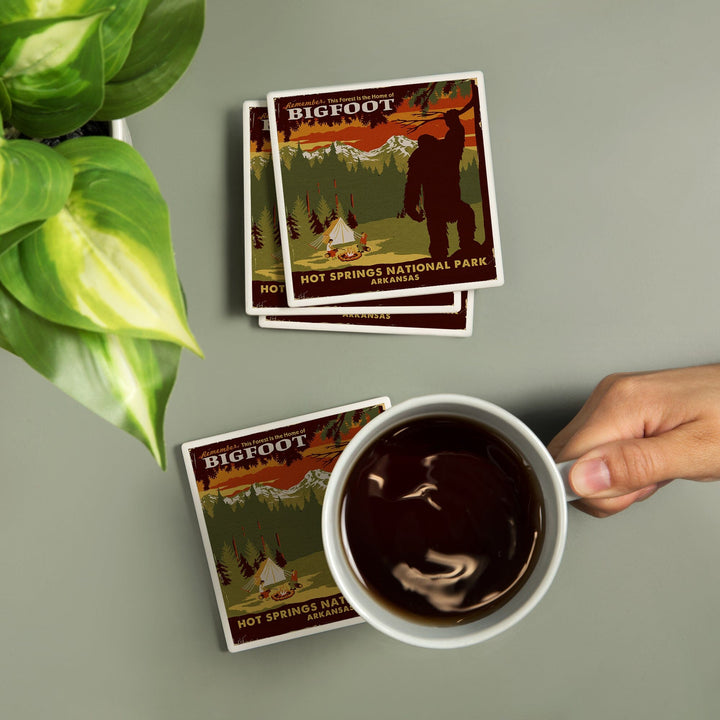 Hot Springs National Park, Arkansas, Home of Bigfoot, Mountains, Coasters Coasters Lantern Press 