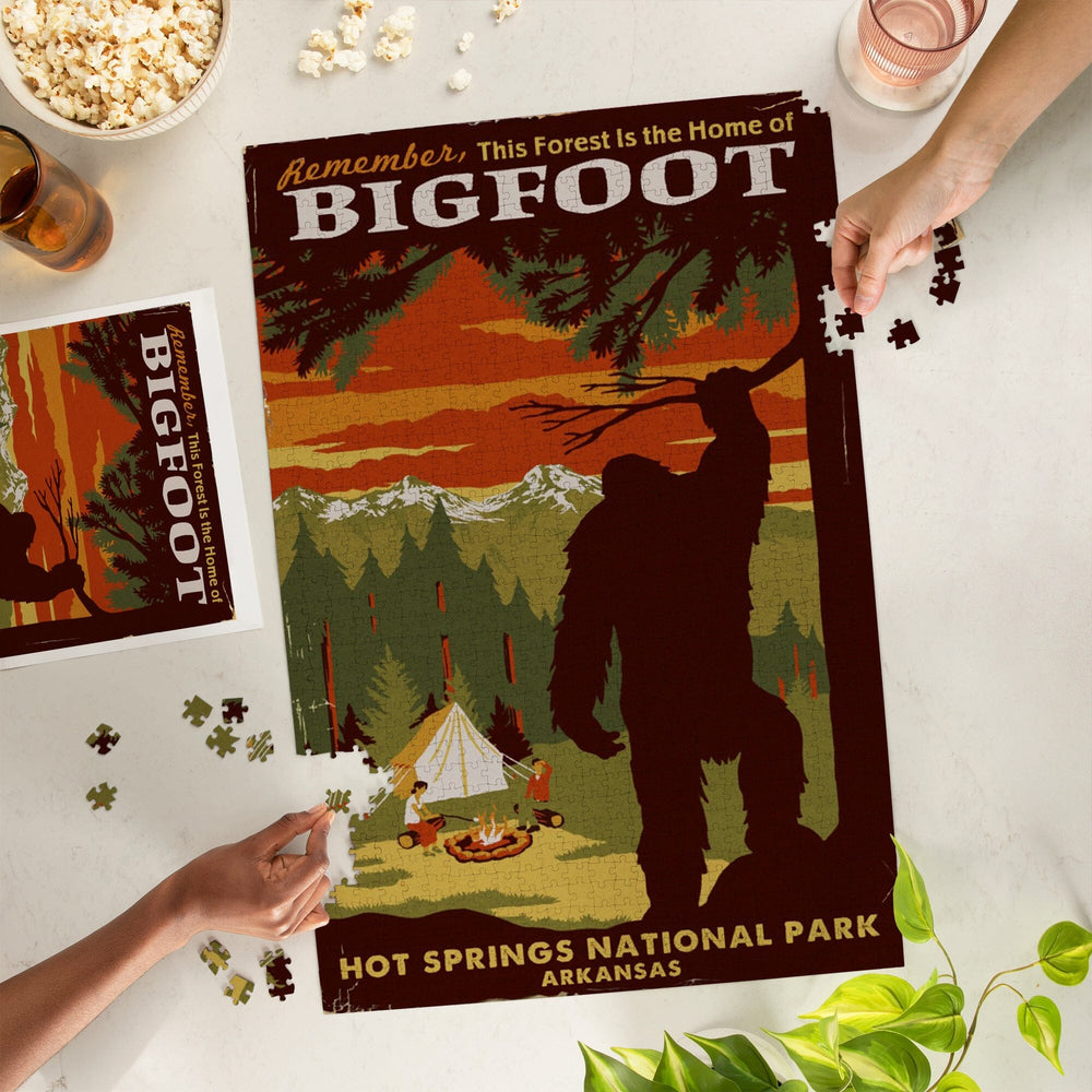 Hot Springs National Park, Arkansas, Home of Bigfoot, Mountains, Jigsaw Puzzle Puzzle Lantern Press 
