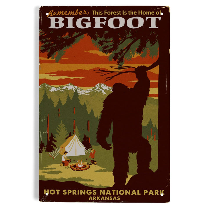 Hot Springs National Park, Arkansas, Home of Bigfoot, Mountains, Metal Signs Metal Lantern Press 
