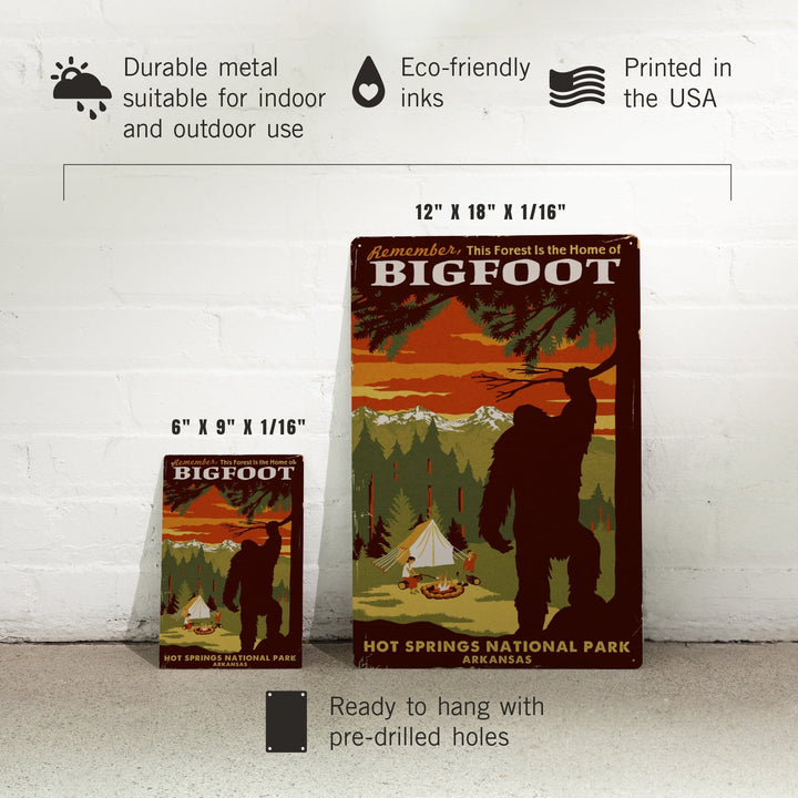 Hot Springs National Park, Arkansas, Home of Bigfoot, Mountains, Metal Signs Metal Lantern Press 