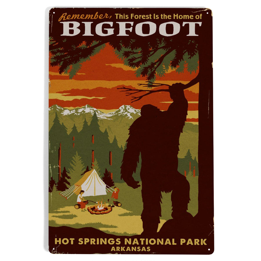 Hot Springs National Park, Arkansas, Home of Bigfoot, Mountains, Metal Signs Metal Lantern Press 