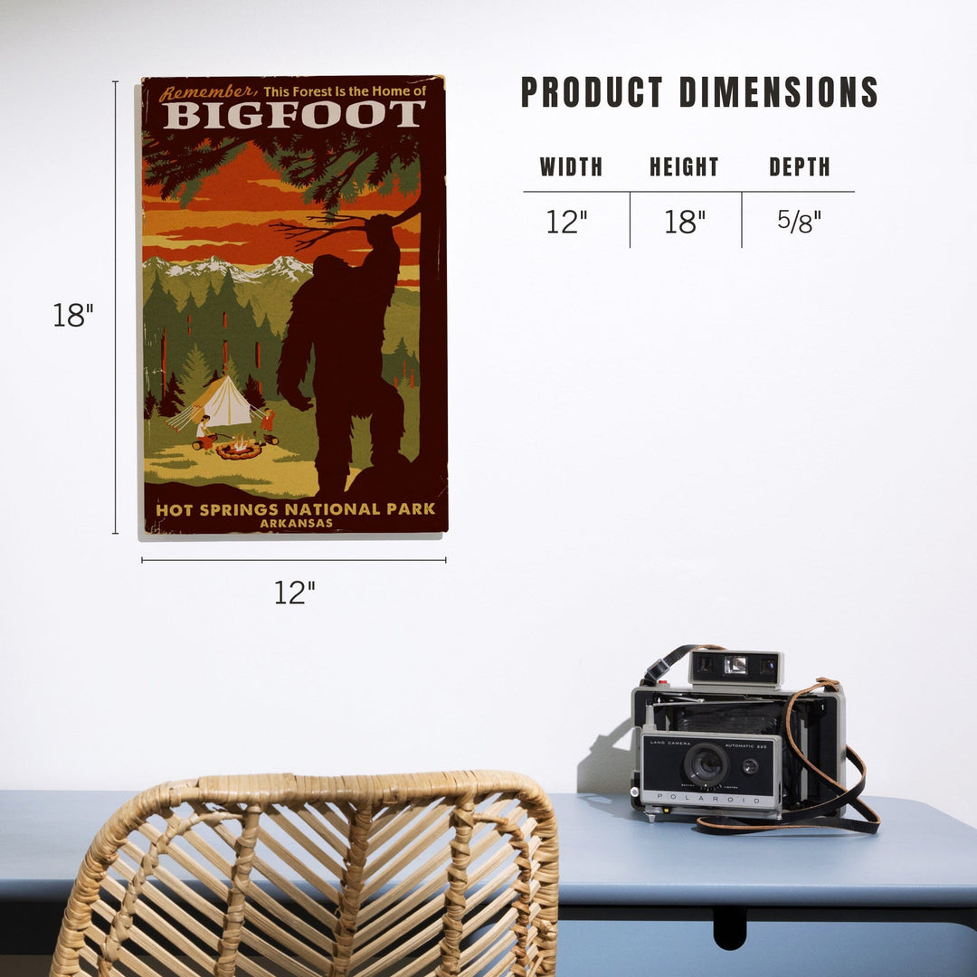 Hot Springs National Park, Arkansas, Home of Bigfoot, Mountains, Wood Signs and Postcards Wood Lantern Press 