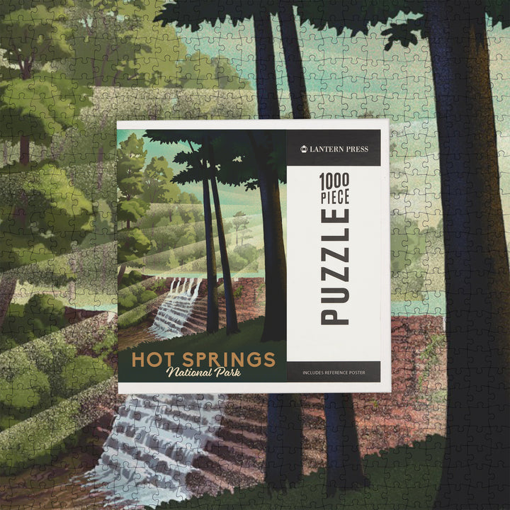 Hot Springs National Park, Arkansas, Lithograph National Park Series, Jigsaw Puzzle Puzzle Lantern Press 
