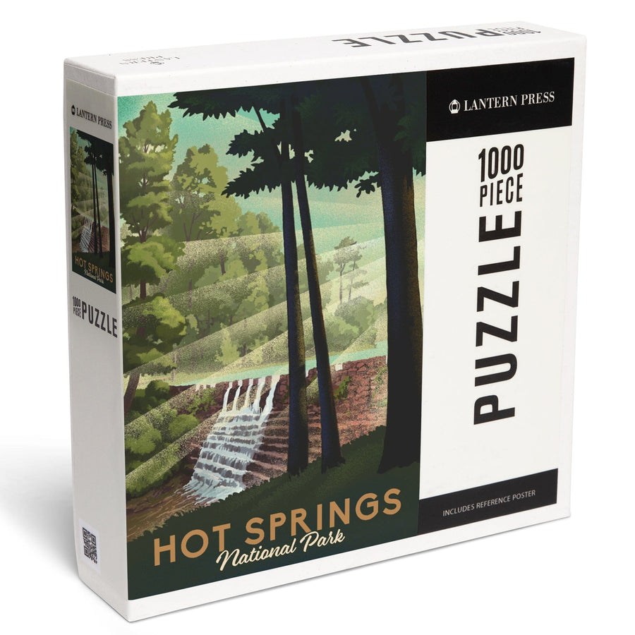 Hot Springs National Park, Arkansas, Lithograph National Park Series, Jigsaw Puzzle Puzzle Lantern Press 