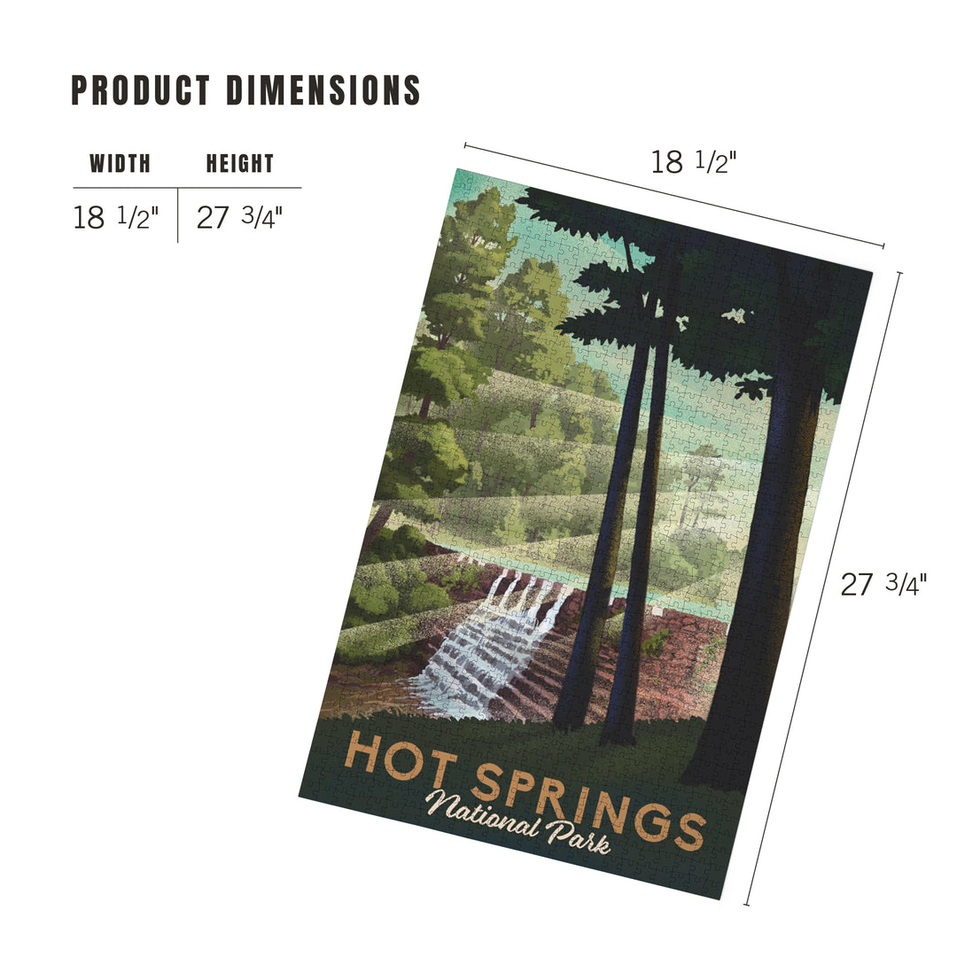 Hot Springs National Park, Arkansas, Lithograph National Park Series, Jigsaw Puzzle Puzzle Lantern Press 