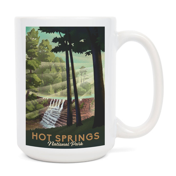 Hot Springs National Park, Arkansas, Lithograph National Park Series, Lantern Press Artwork, Ceramic Mug Mugs Lantern Press 