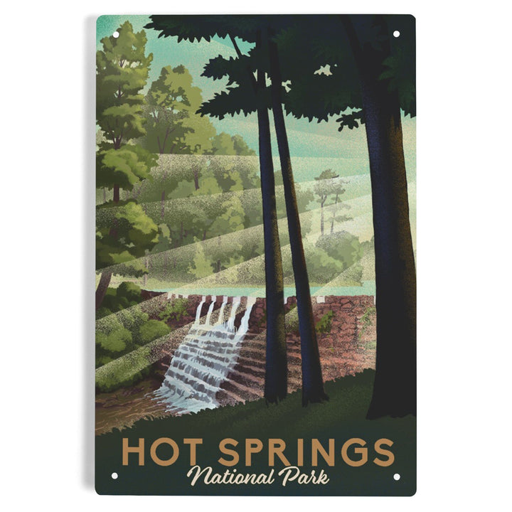 Hot Springs National Park, Arkansas, Lithograph National Park Series, Metal Signs Metal Lantern Press 