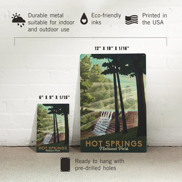 Hot Springs National Park, Arkansas, Lithograph National Park Series, Metal Signs Metal Lantern Press 