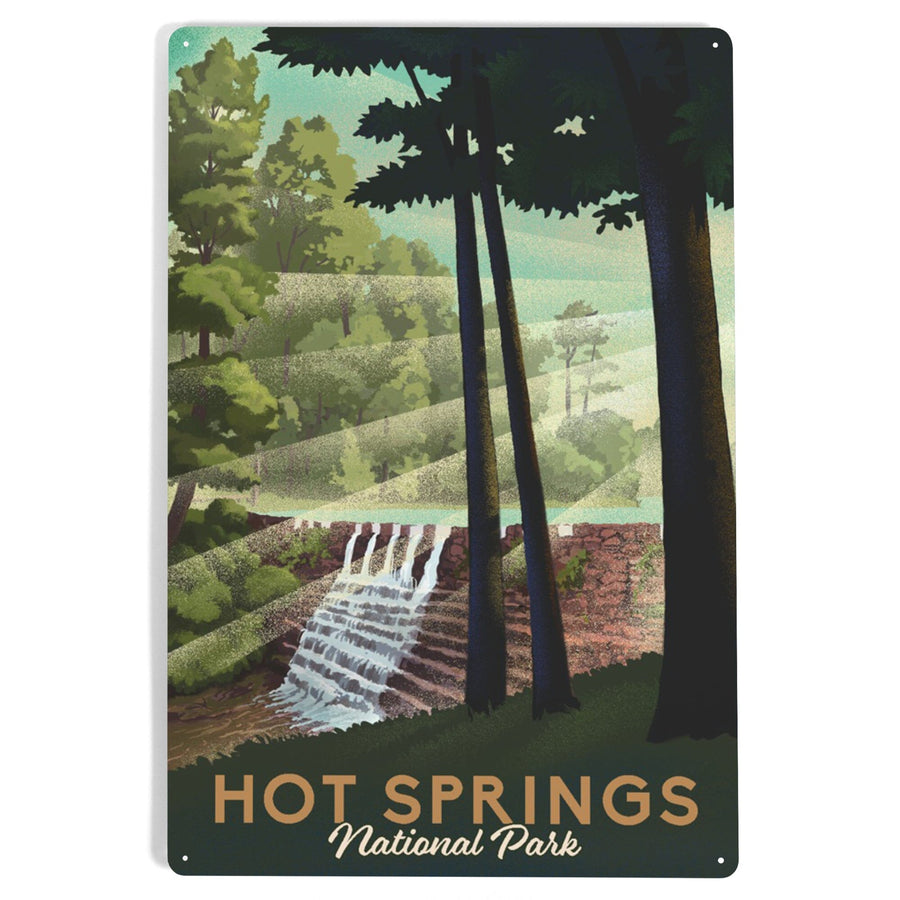 Hot Springs National Park, Arkansas, Lithograph National Park Series, Metal Signs Metal Lantern Press 