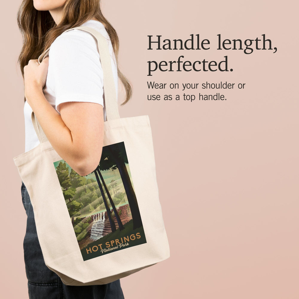 Hot Springs National Park, Arkansas, Lithograph National Park Series, Tote Bag Totes Lantern Press 