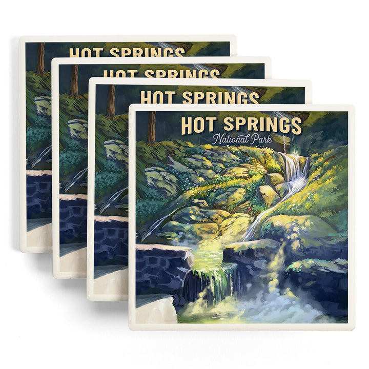 Hot Springs National Park, Arkansas, Oil Painting, Coasters Coasters Lantern Press 