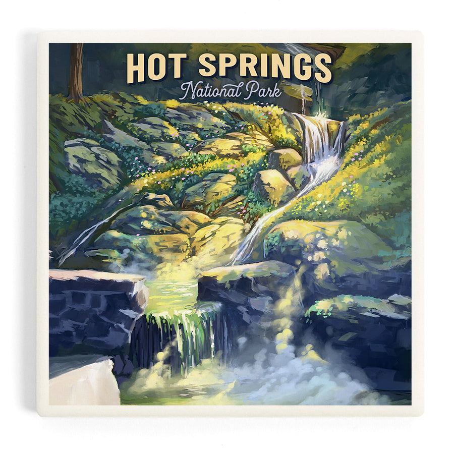Hot Springs National Park, Arkansas, Oil Painting, Coasters Coasters Lantern Press 