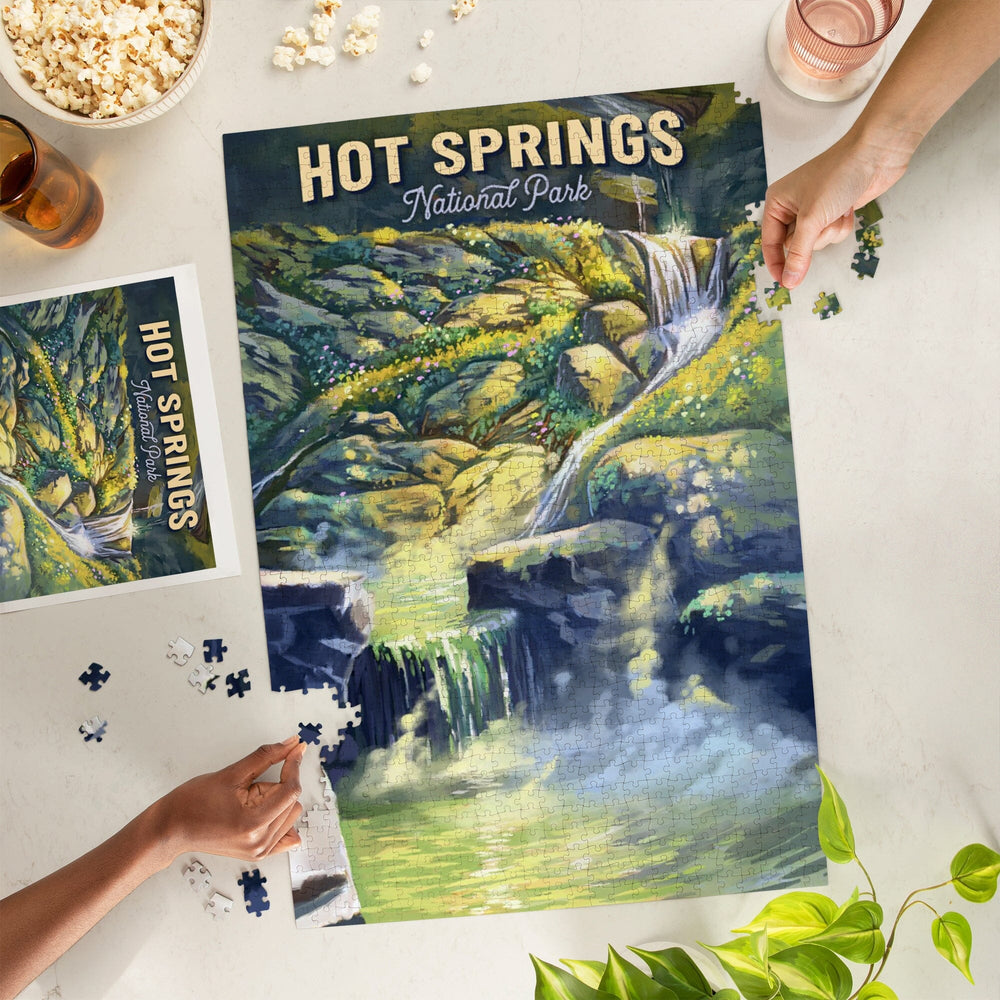 Hot Springs National Park, Arkansas, Oil Painting, Jigsaw Puzzle Puzzle Lantern Press 
