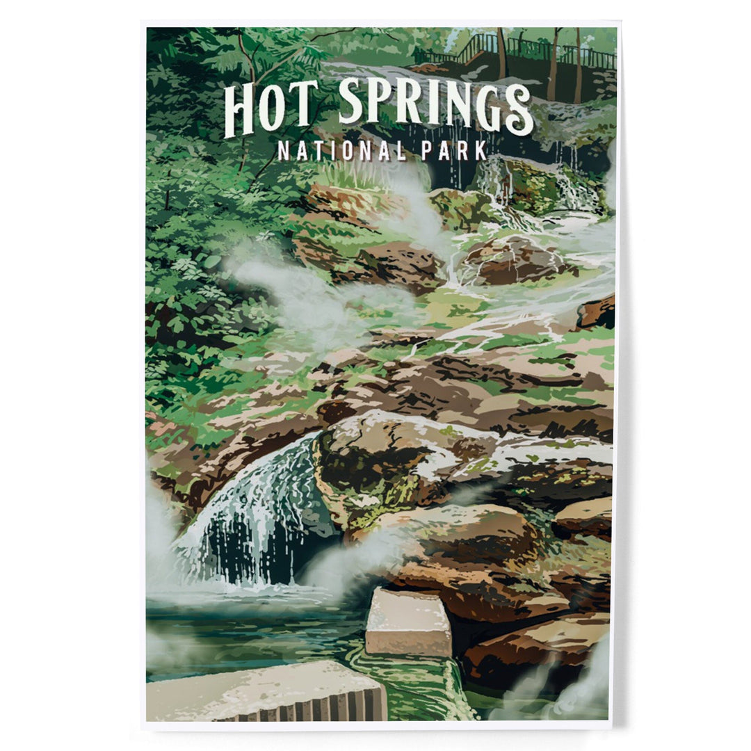 Hot Springs National Park, Arkansas, Painterly National Park Series, Art & Giclee Prints - Lantern Press