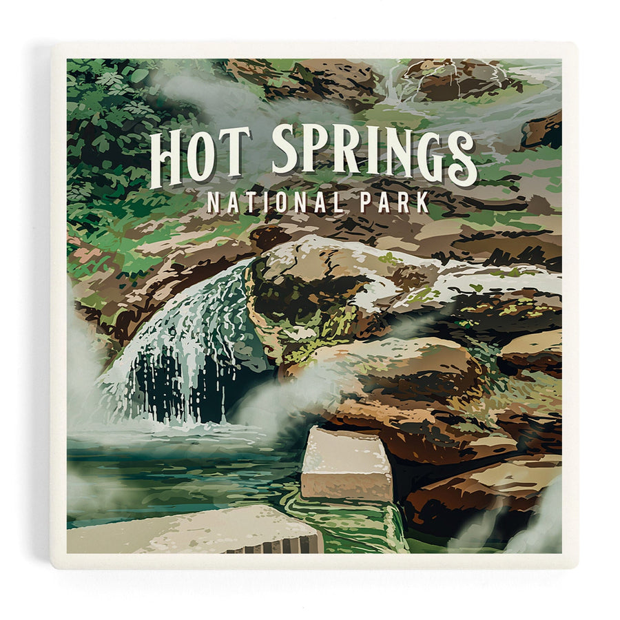 Hot Springs National Park, Arkansas, Painterly National Park Series, Coasters Coasters Lantern Press 