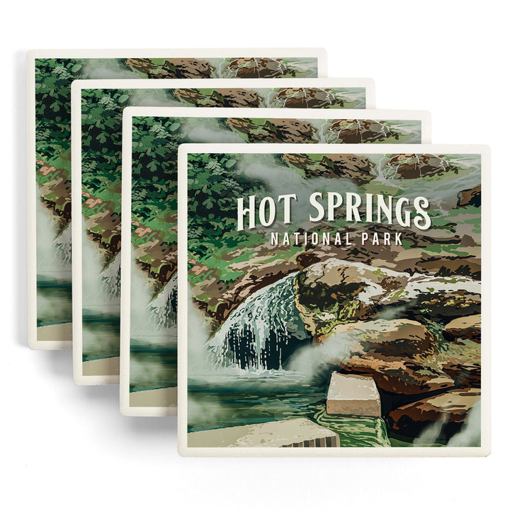 Hot Springs National Park, Arkansas, Painterly National Park Series, Coasters Coasters Lantern Press 