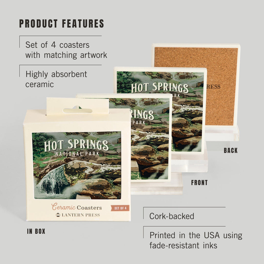 Hot Springs National Park, Arkansas, Painterly National Park Series, Coasters Coasters Lantern Press 