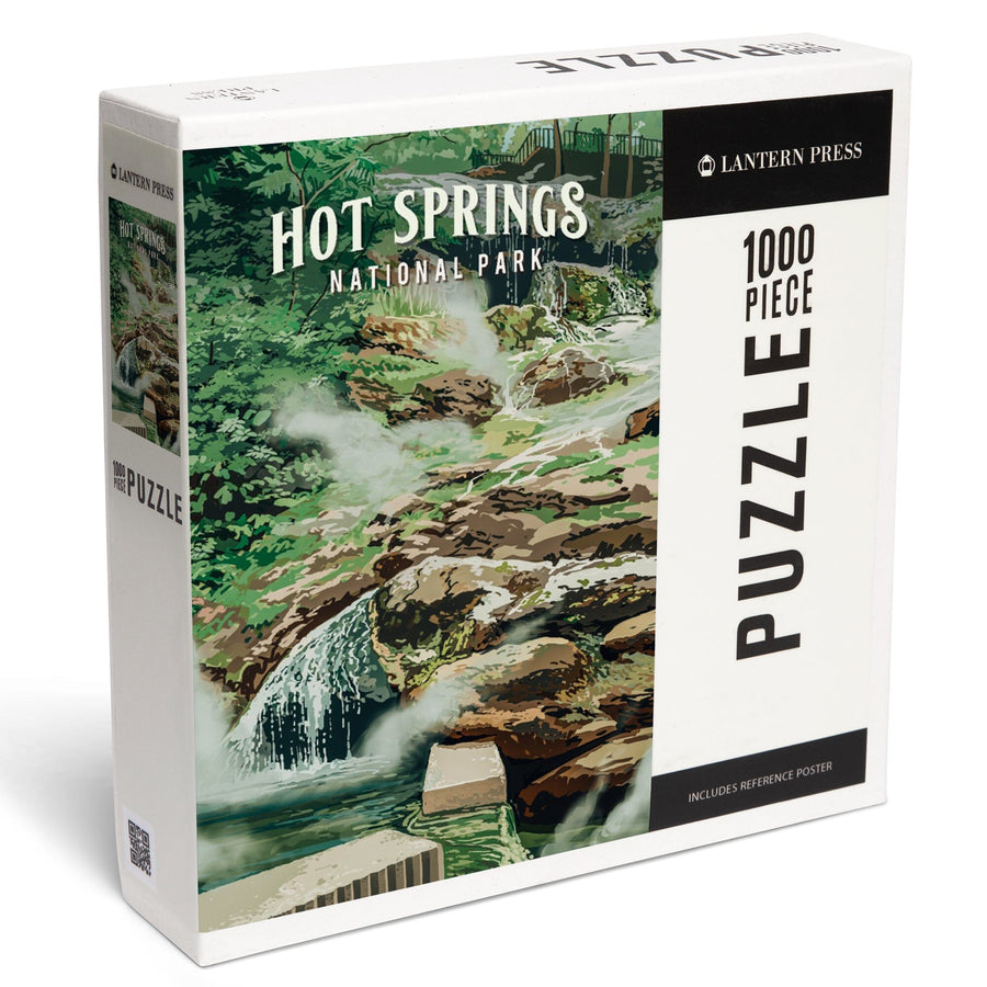 Hot Springs National Park, Arkansas, Painterly National Park Series, Jigsaw Puzzle Puzzle Lantern Press 