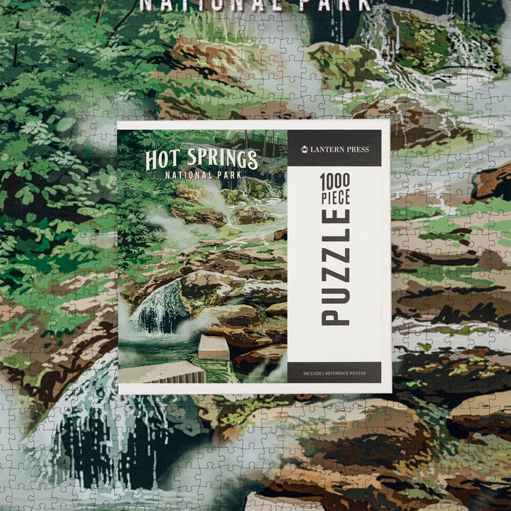 Hot Springs National Park, Arkansas, Painterly National Park Series, Jigsaw Puzzle Puzzle Lantern Press 