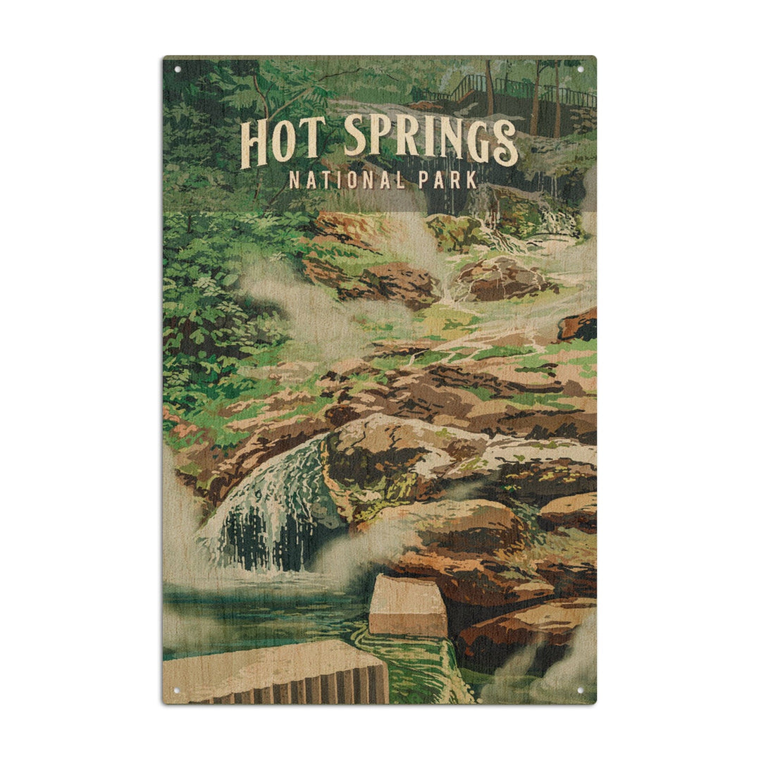 Hot Springs National Park, Arkansas, Painterly National Park Series, Wood Signs and Postcards - Lantern Press