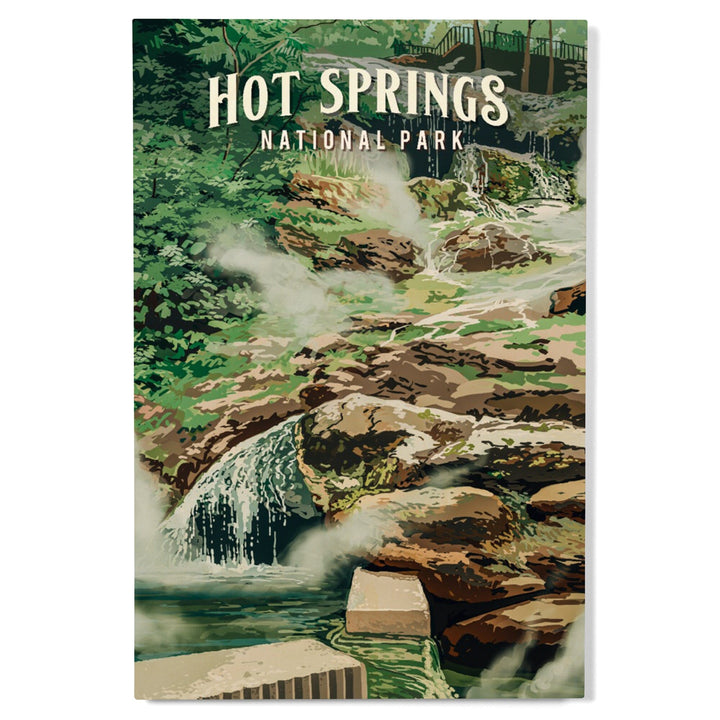 Hot Springs National Park, Arkansas, Painterly National Park Series, Wood Signs and Postcards - Lantern Press