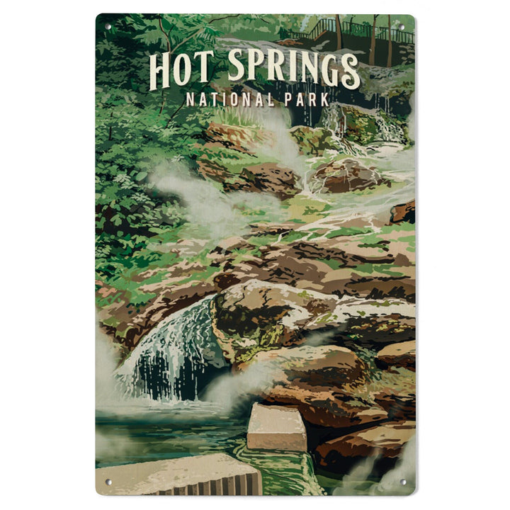 Hot Springs National Park, Arkansas, Painterly National Park Series, Wood Signs and Postcards - Lantern Press