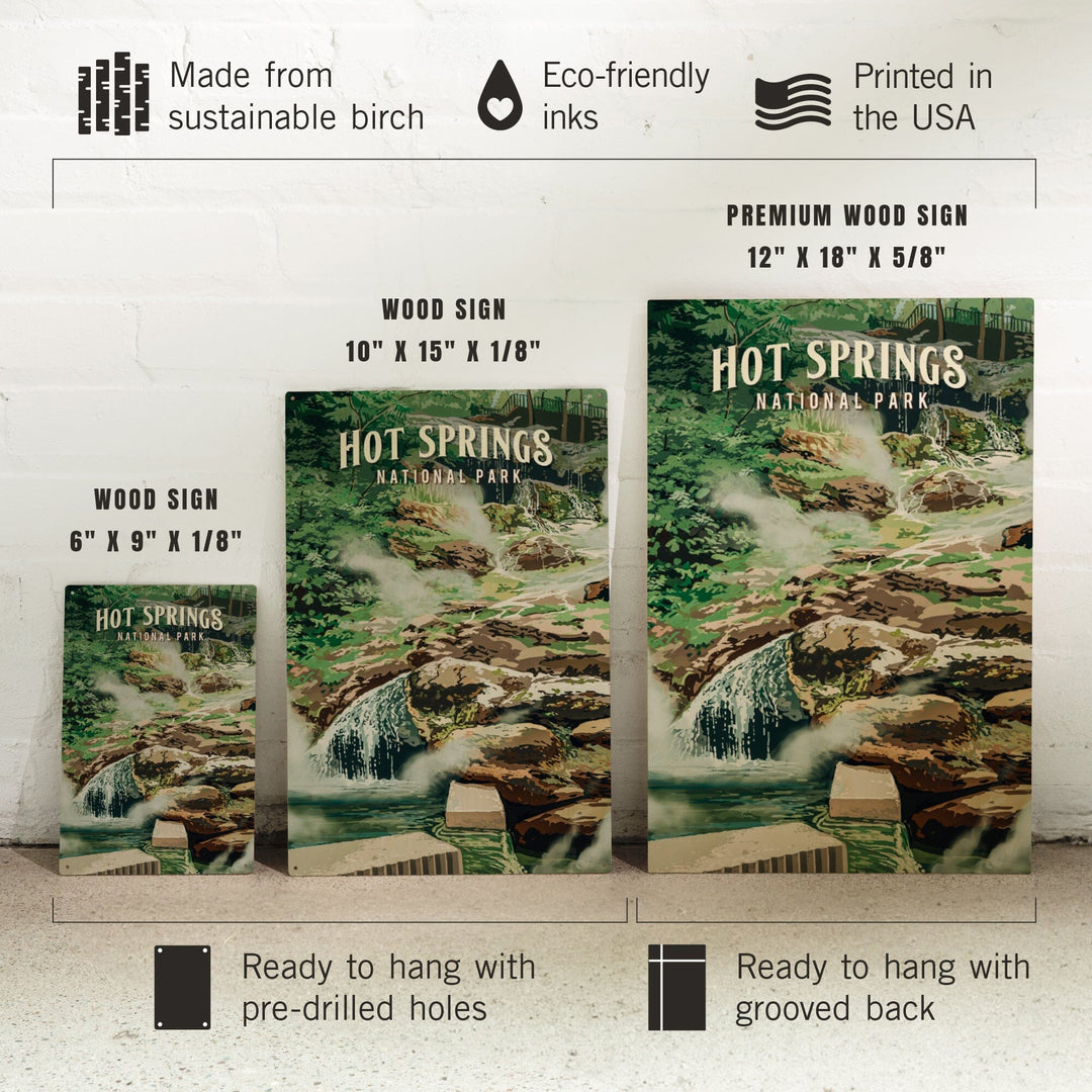 Hot Springs National Park, Arkansas, Painterly National Park Series, Wood Signs and Postcards - Lantern Press