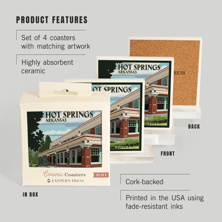 Hot Springs National Park, Arkansas, Superior Baths, Coasters Coasters Lantern Press 