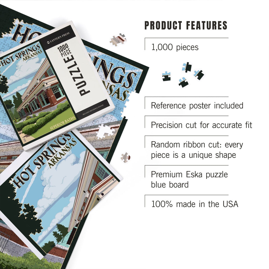 Hot Springs National Park, Arkansas, Superior Baths, Jigsaw Puzzle Puzzle Lantern Press 