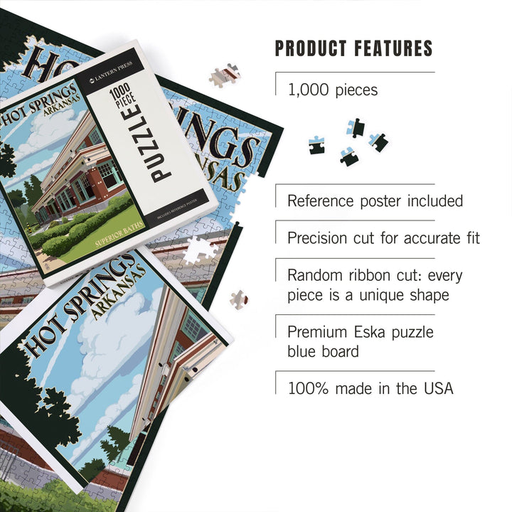 Hot Springs National Park, Arkansas, Superior Baths, Jigsaw Puzzle Puzzle Lantern Press 