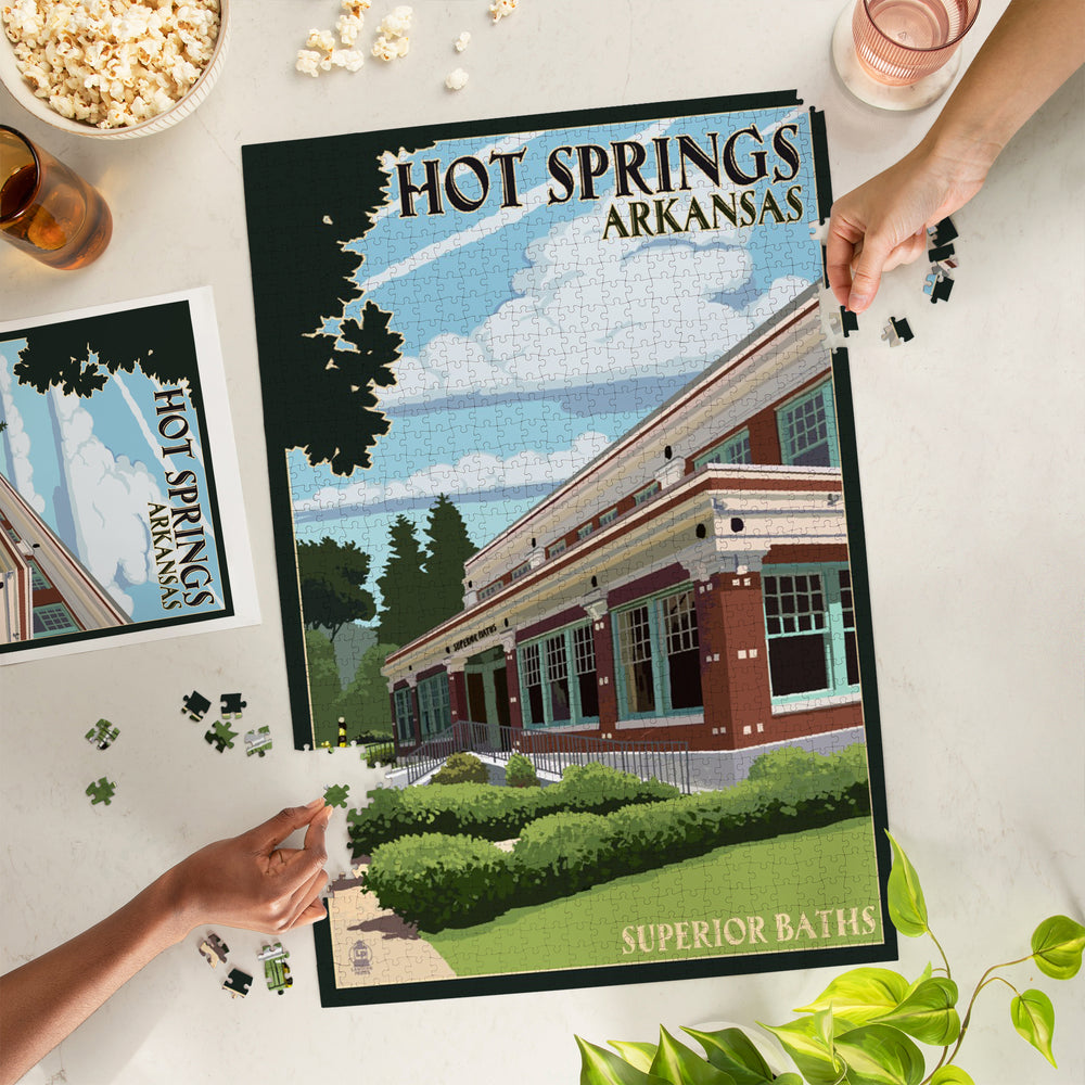 Hot Springs National Park, Arkansas, Superior Baths, Jigsaw Puzzle Puzzle Lantern Press 