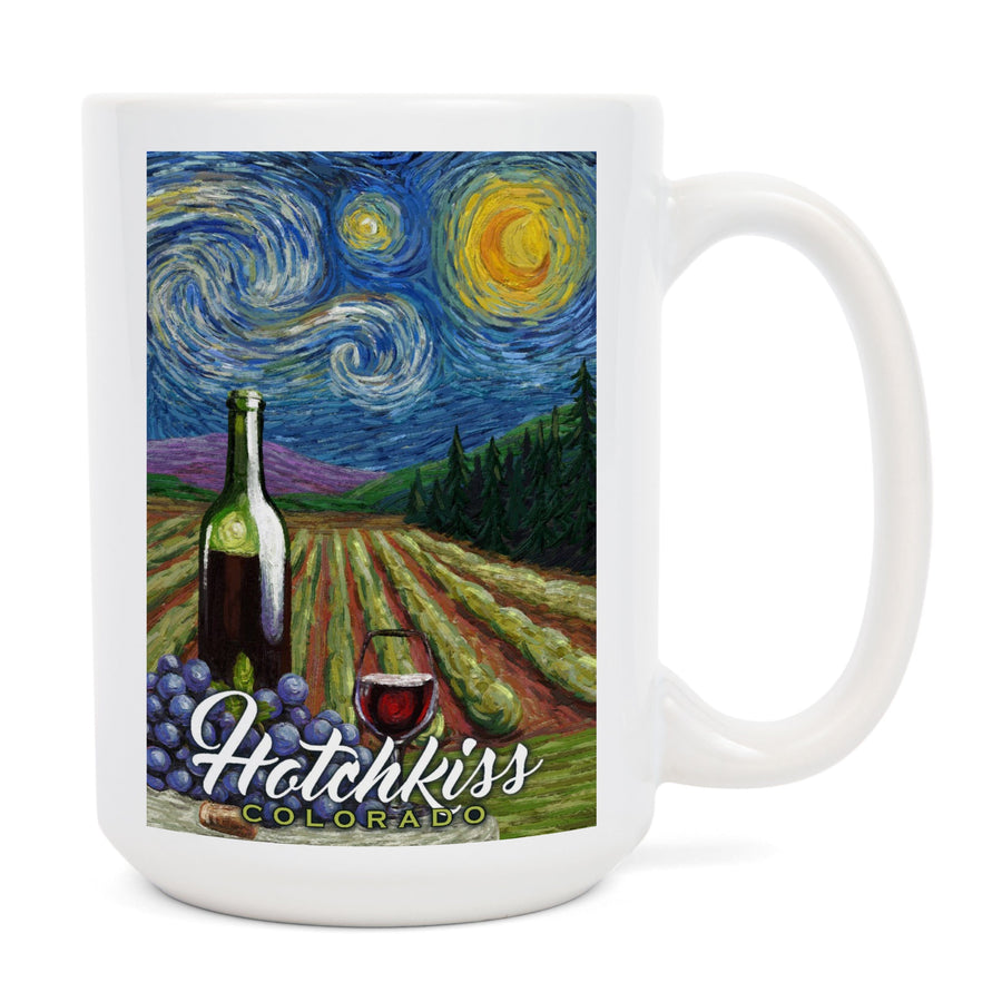 Hotchkiss, Colorado, Vineyard, Starry Night, Lantern Press Artwork, Ceramic Mug Mugs Lantern Press 