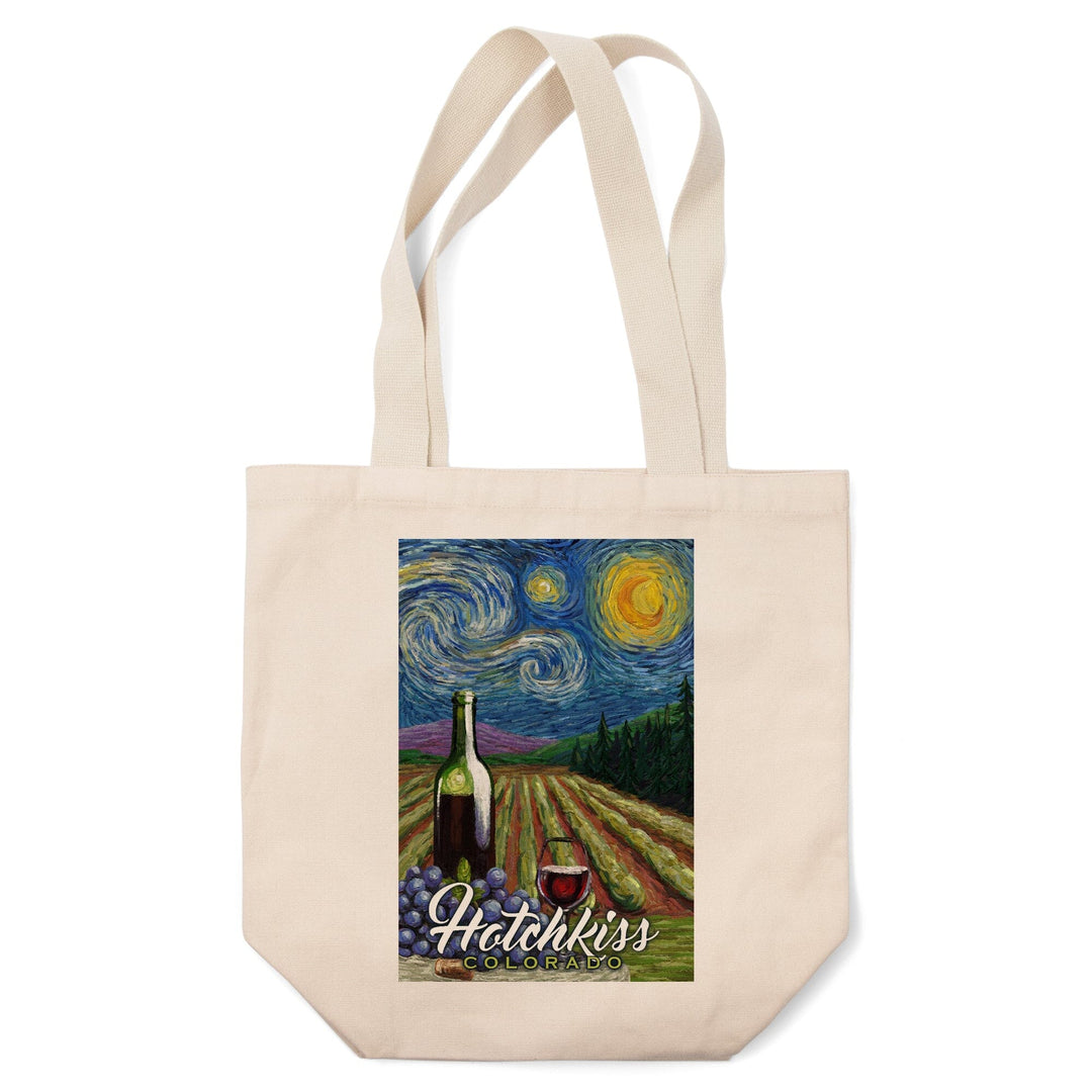 Hotchkiss, Colorado, Vineyard, Starry Night, Lantern Press Artwork, Tote Bag Totes Lantern Press 