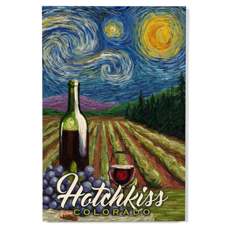 Hotchkiss, Colorado, Vineyard, Starry Night, Lantern Press Artwork, Wood Signs and Postcards Wood Lantern Press 