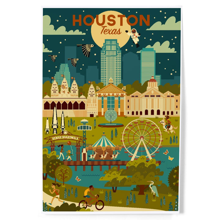 Houston, Texas, Geometric City Series, Art & Giclee Prints Art Lantern Press 