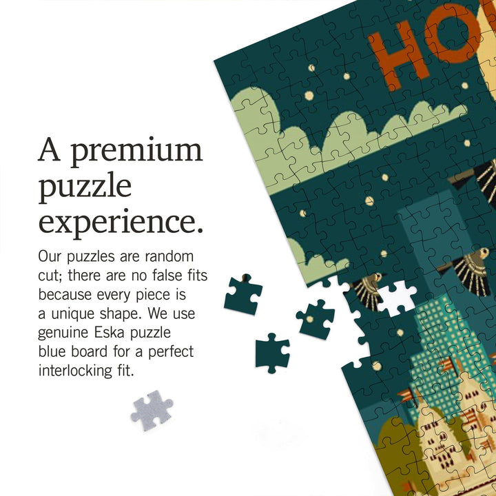 Houston, Texas, Geometric City Series, Jigsaw Puzzle Puzzle Lantern Press 