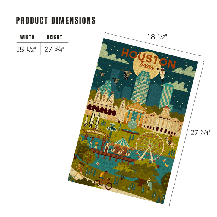 Houston, Texas, Geometric City Series, Jigsaw Puzzle Puzzle Lantern Press 