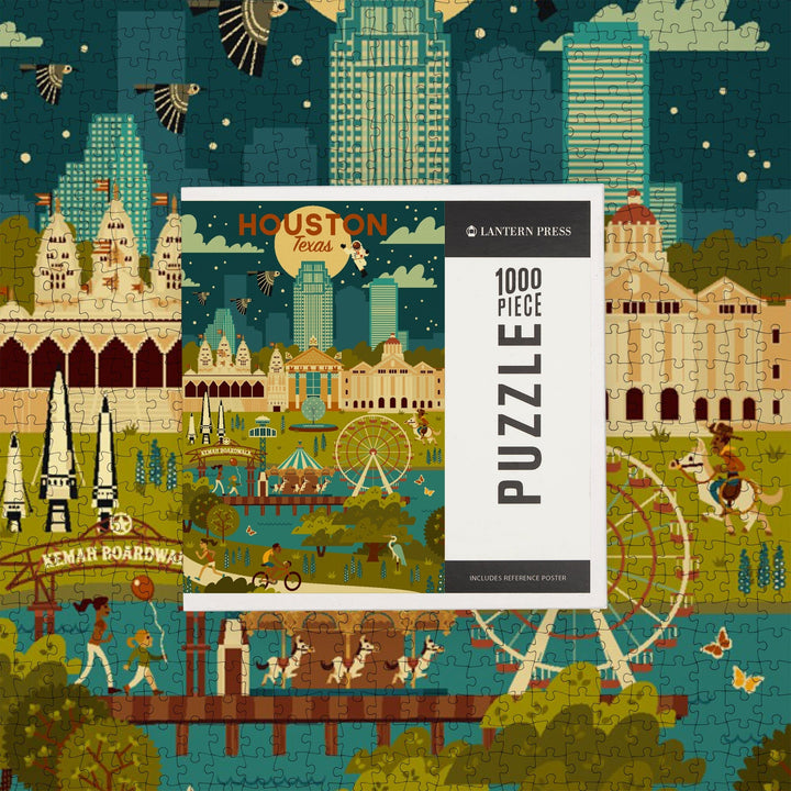 Houston, Texas, Geometric City Series, Jigsaw Puzzle Puzzle Lantern Press 