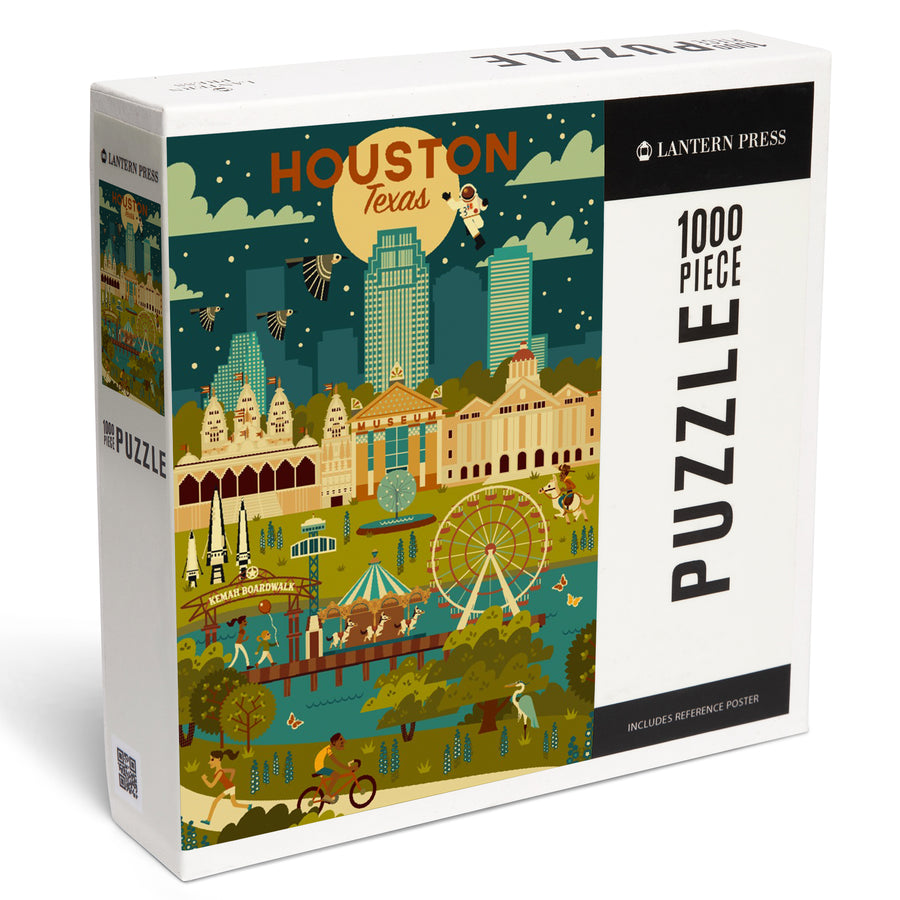 Houston, Texas, Geometric City Series, Jigsaw Puzzle Puzzle Lantern Press 