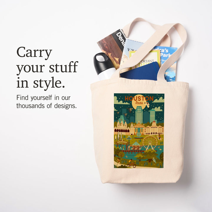 Houston, Texas, Geometric City Series, Tote Bag Totes Lantern Press 