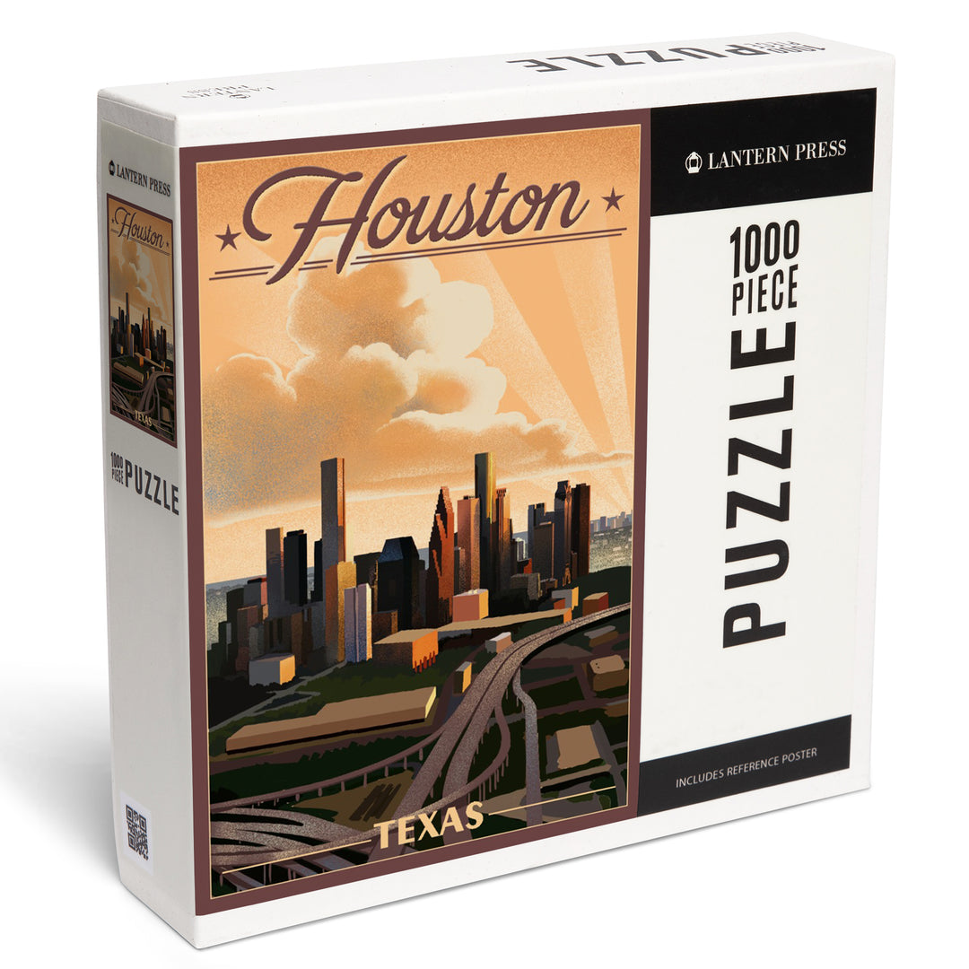 Houston, Texas, Lithograph, Jigsaw Puzzle Puzzle Lantern Press 