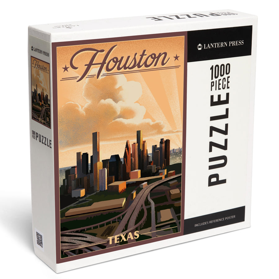 Houston, Texas, Lithograph, Jigsaw Puzzle Puzzle Lantern Press 